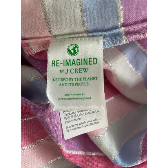 J. Crew Peasant Top in Metallic Pastel Stripe Pink Purple Size Small New - Picture 10 of 14